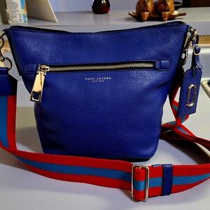 Marc Jacobs Royal Blue Crossbody with Red Strap